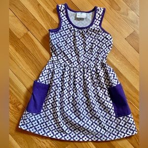 Hanna Andersson Girls’ 110 (5) So Breezy Sleeveless Purple/White Floral Dress